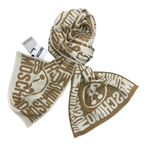 -MOSCHINO Sciarpa 30623 M2966 002 Bianco/Oro