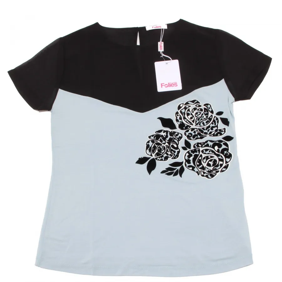 8050P maglia nero-azzurro BLUGIRL FOLIES manica corta donna t-shirt women