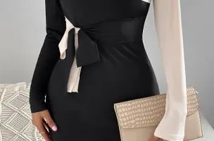 Abito elegante in combinazione bicolore, bianco e nero