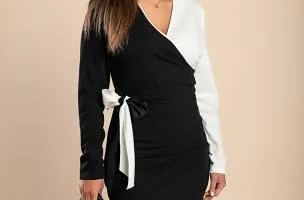 Abito elegante in combinazione bicolore, bianco e nero