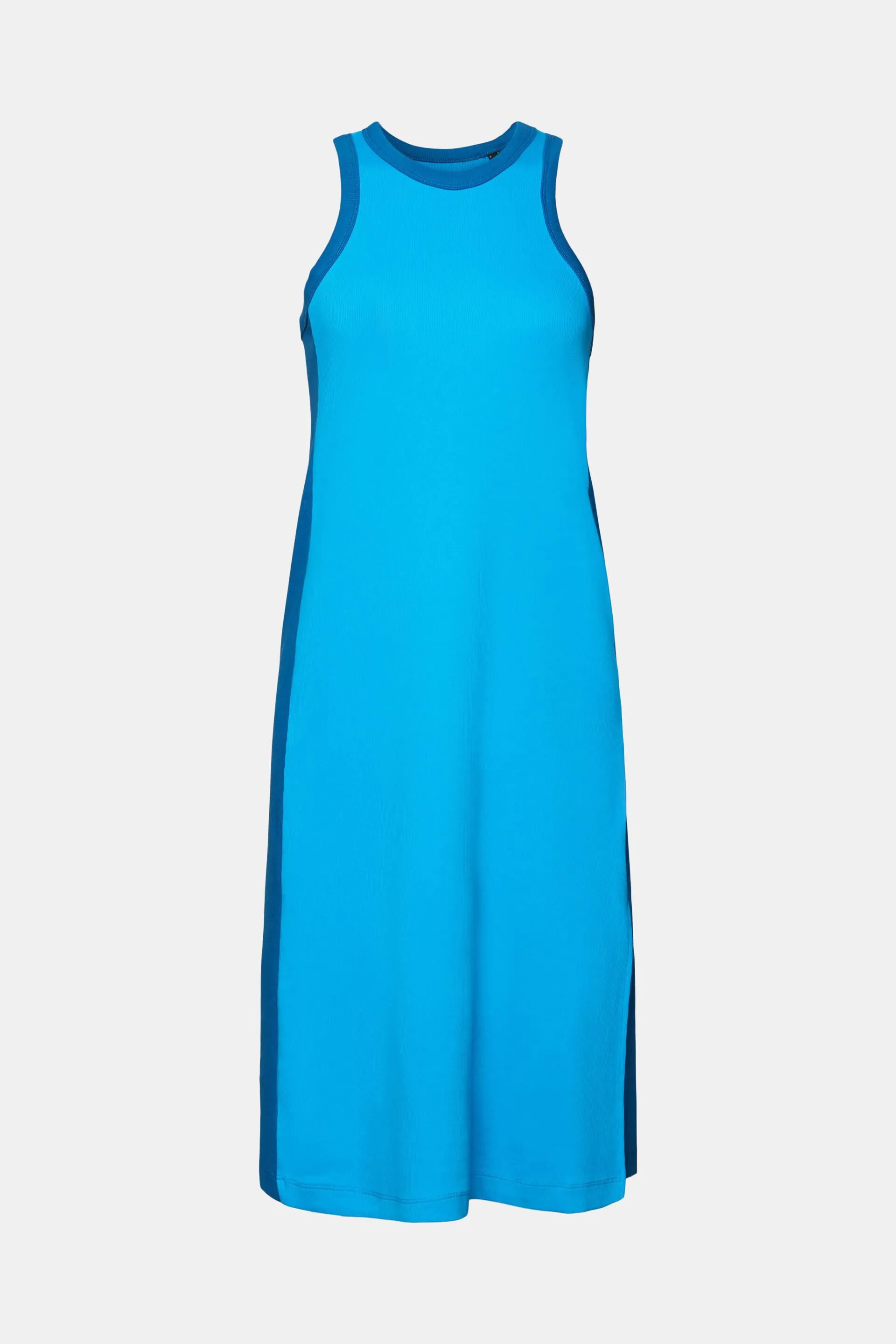 Abito midi in jersey a coste in cotone elasticizzato
