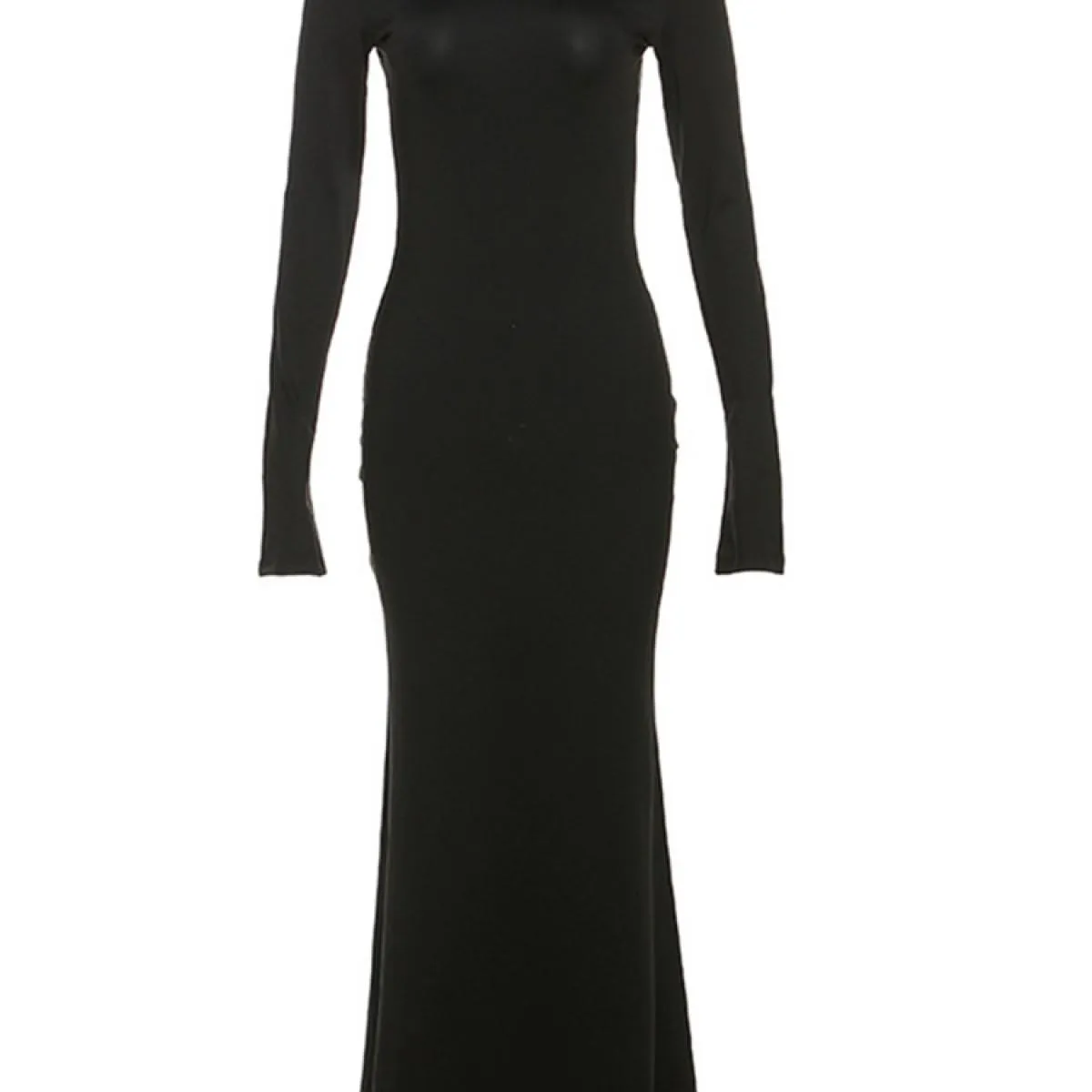 Abito nero senza schienale Maglieria Patchwork Slim Club Outfit Abito da festa Moda Maglia autunno aderente Maxi abito da