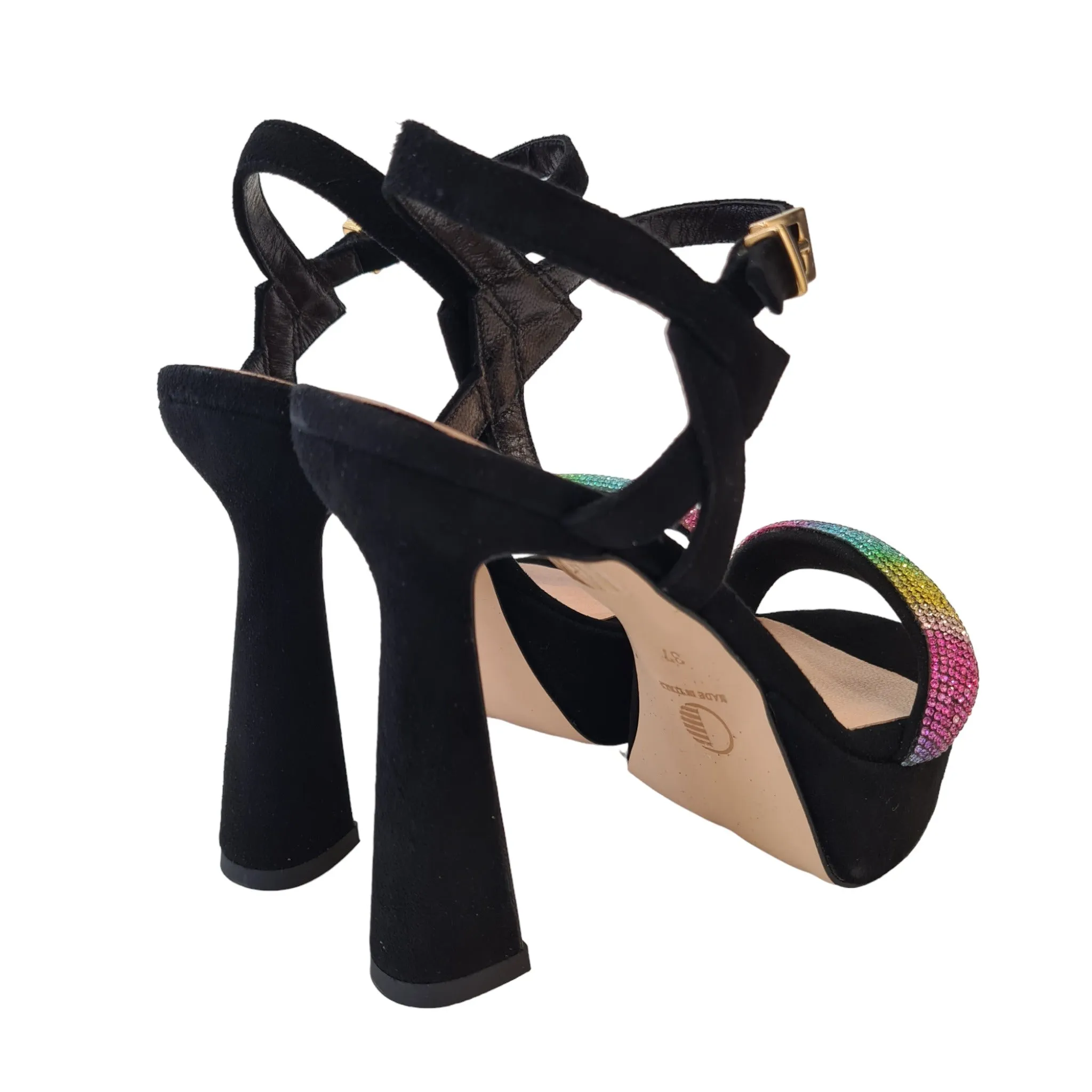 Andrea Pinto Sandalo Donna Camoscio Nero fascia strass Multicolor Rif.460