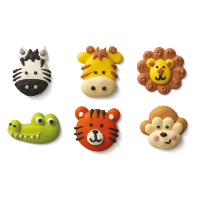 Animali della giungla figure di zucchero - Decorare - 6 pezzi
