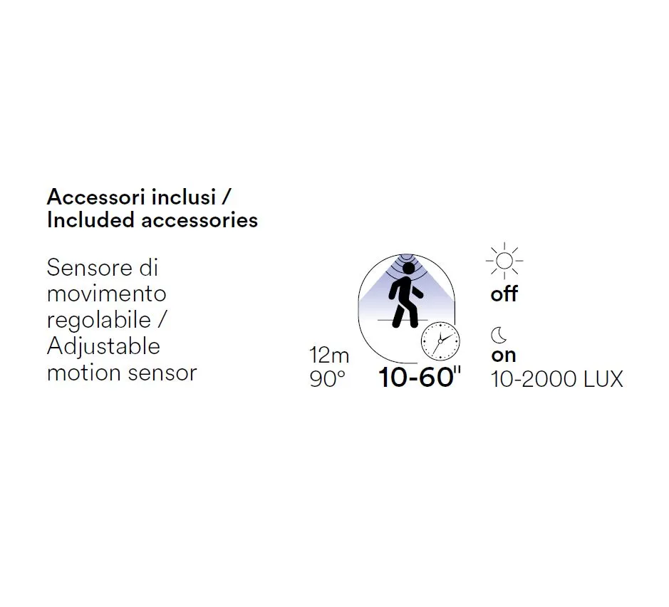 Applique Led Per Esterno IP54 Con Sensore Movimento Sensitive Bianco Intec Light