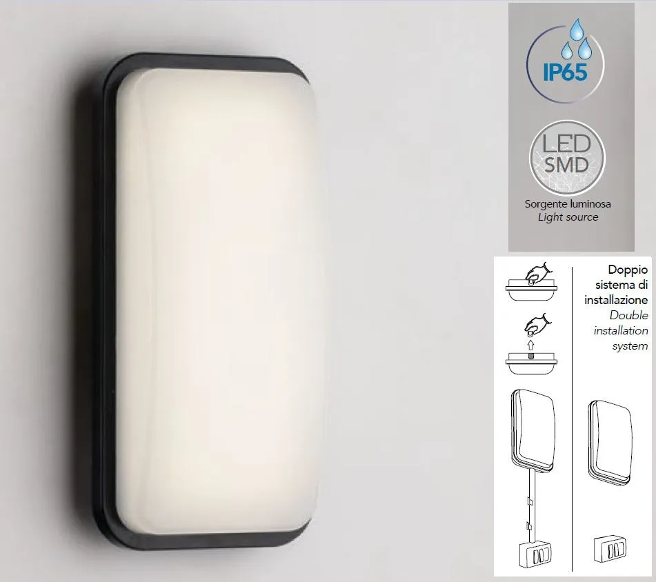 Applique Plafoniera Per Esterno Rettangolare Led CCT 15w Shelly 23 cm Antracite Intec