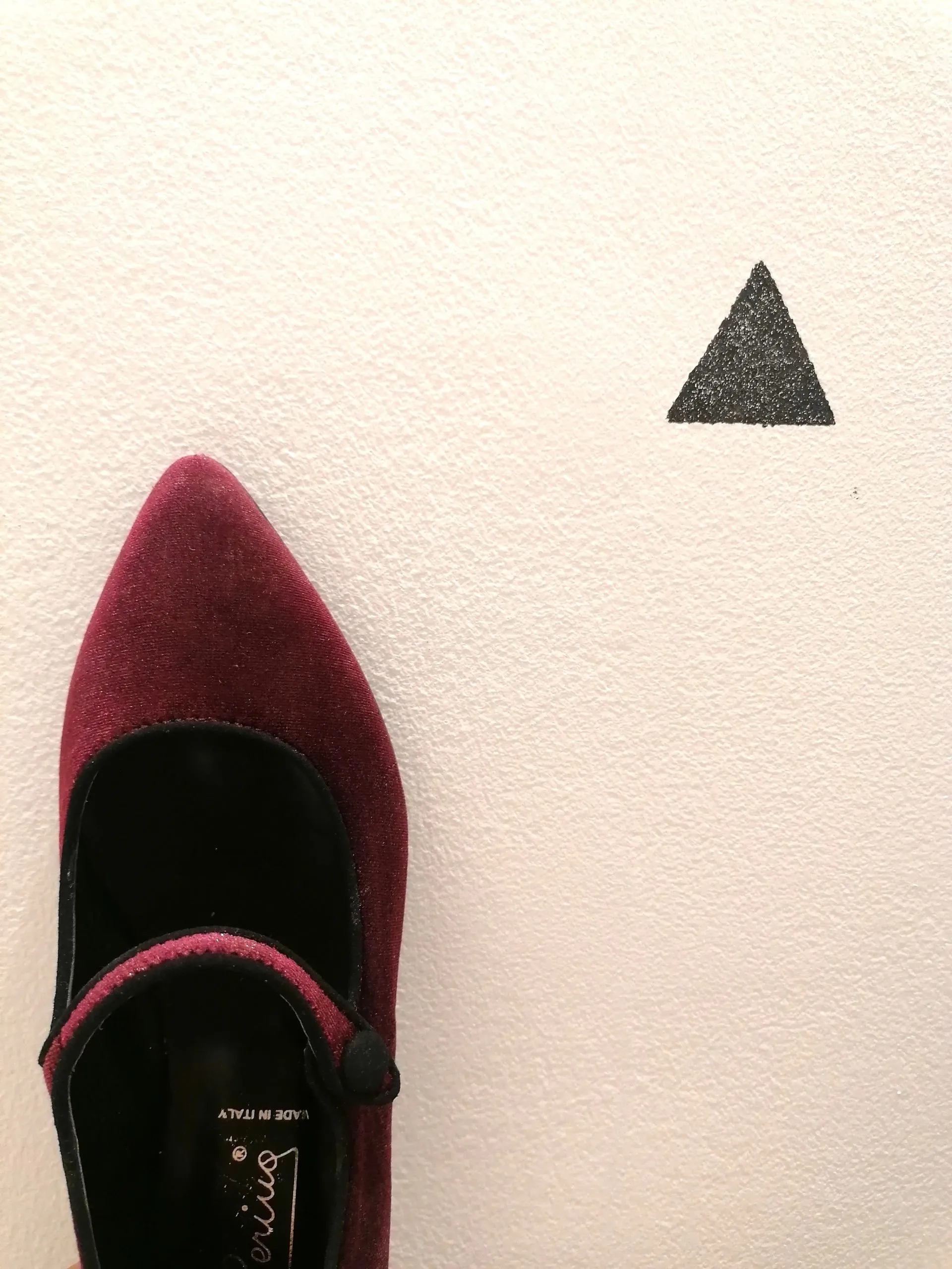 Ballerine Bordeaux in Velluto con Bottoncino e Tallone Glitter