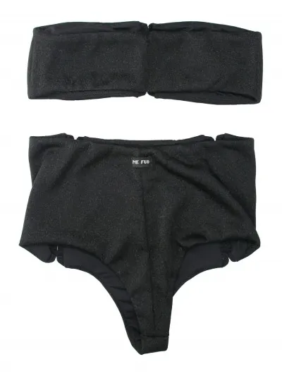 Bikini a fascia stile lingerie retrò Black