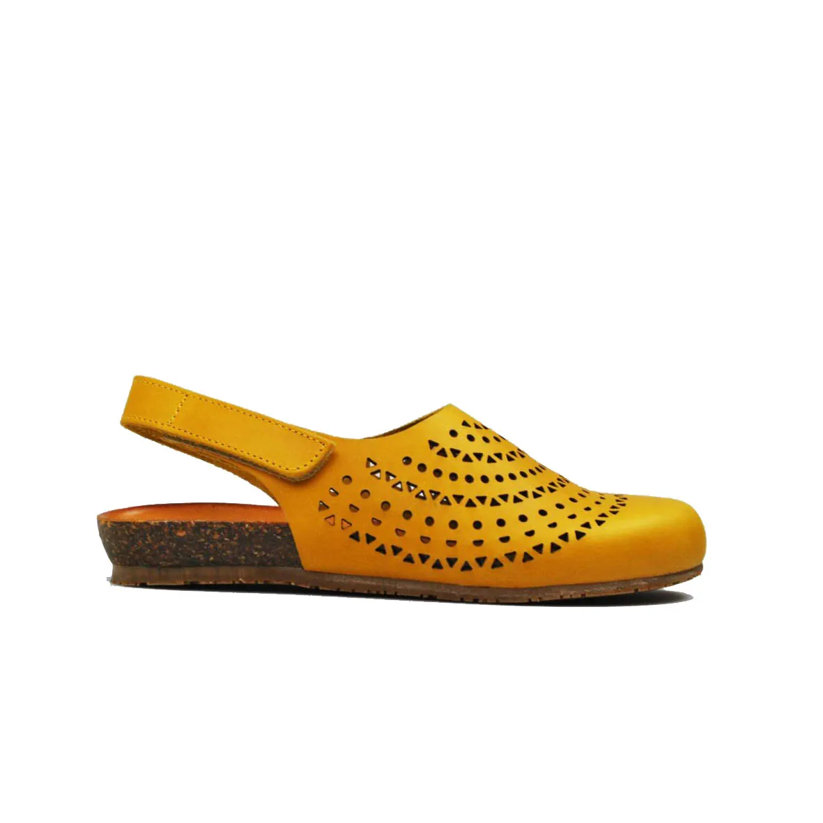 Bionatura sandalo in pelle punta chiusa giallo 68C2080