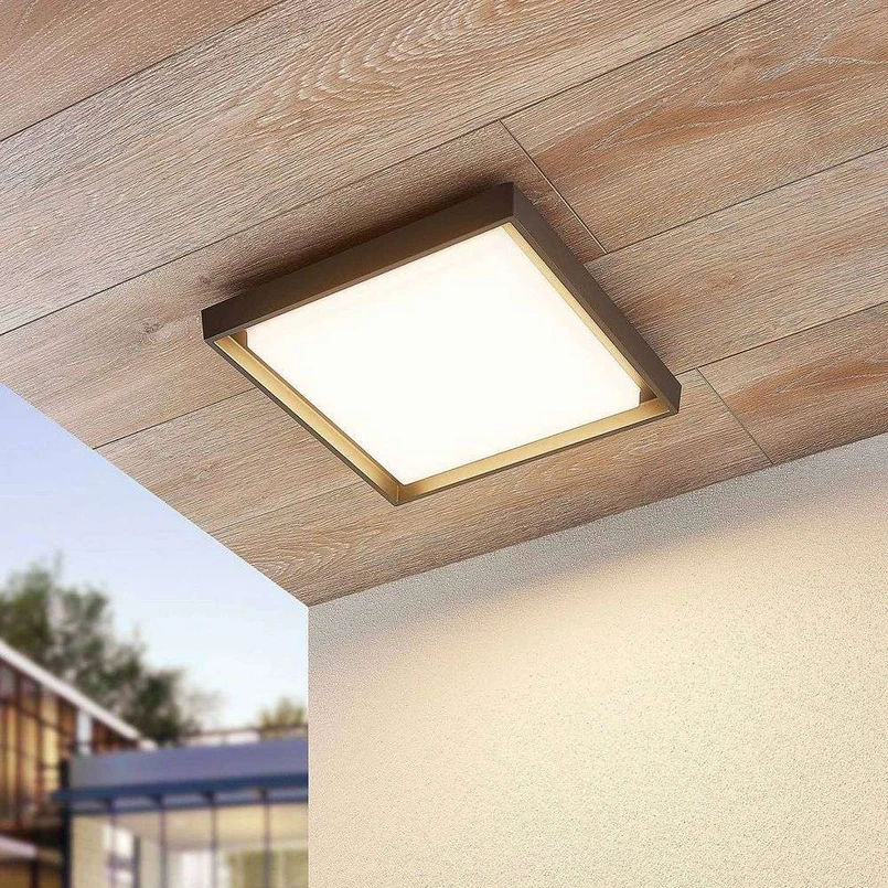 Birta LED Quadrato Plafoniera da Esterno 34x34 Grigio Scuro - Lucande | Acquista online