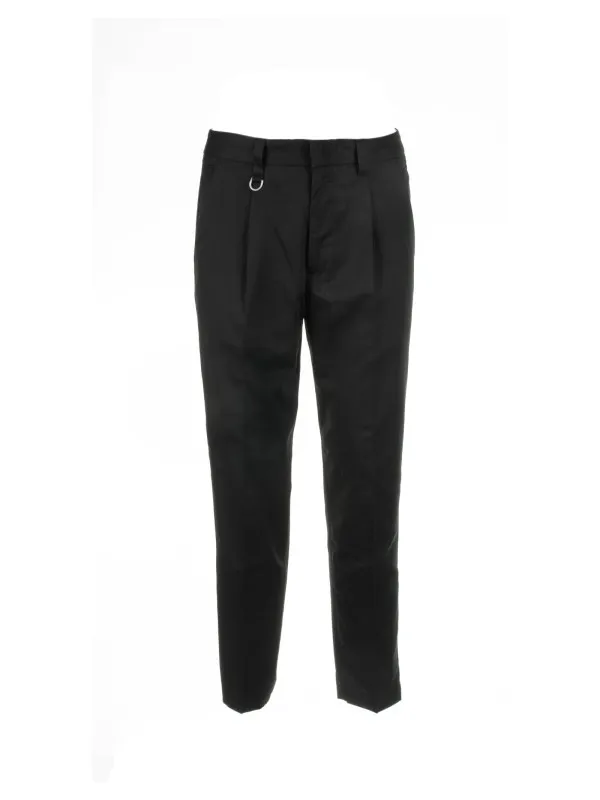 Black trousers in cotton and linen blend