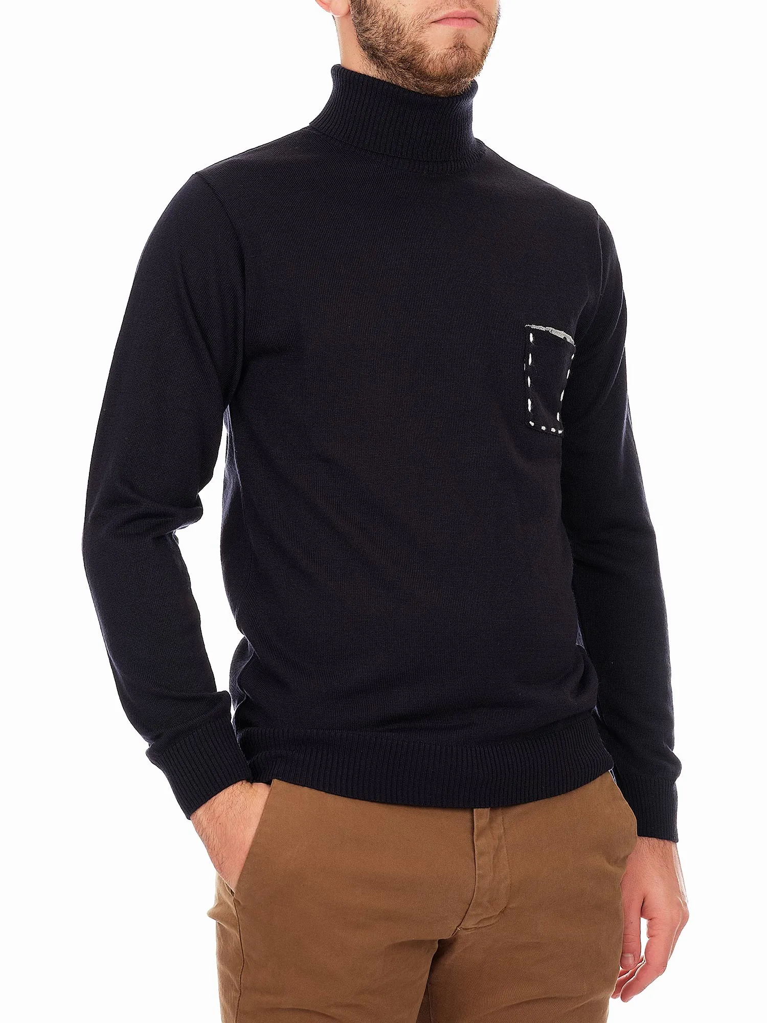 Blue Turtleneck Sweater for Men