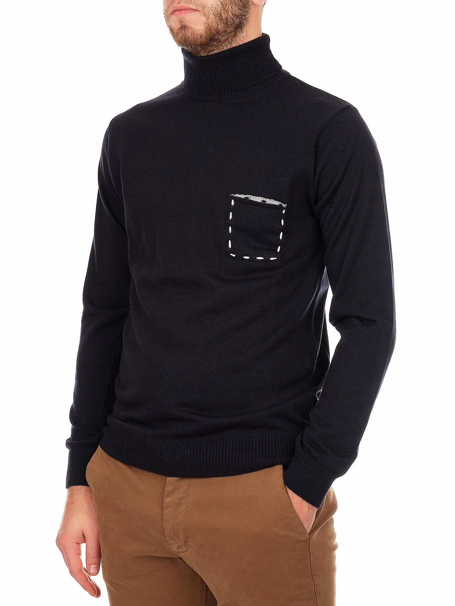 Blue Turtleneck Sweater for Men