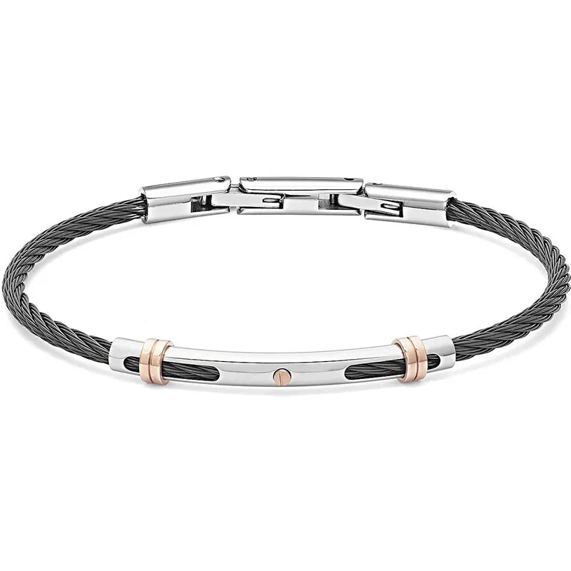 Bracciale Comete Uomo Cavetto Acciaio Nero