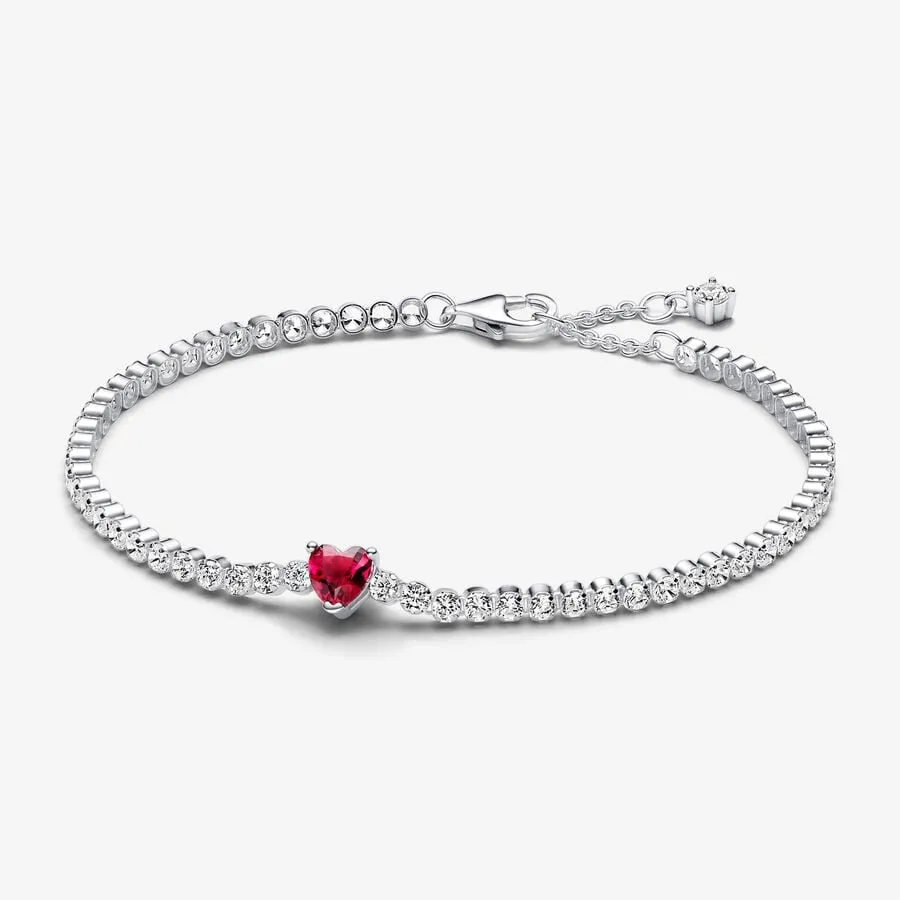 Bracciale Tennis con Cuore Rosso - 590041C02