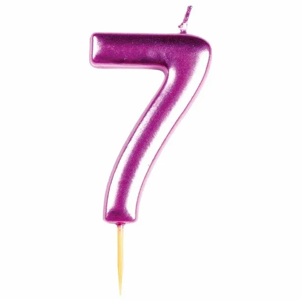 Candela per torta numero 7 rosa metallizzato