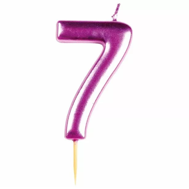 Candela per torta numero 7 rosa metallizzato