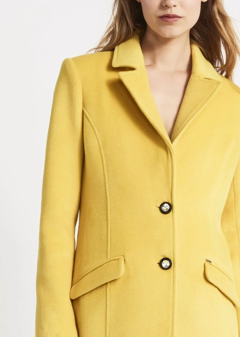 Cappotto monopetto con bottoni gioiello