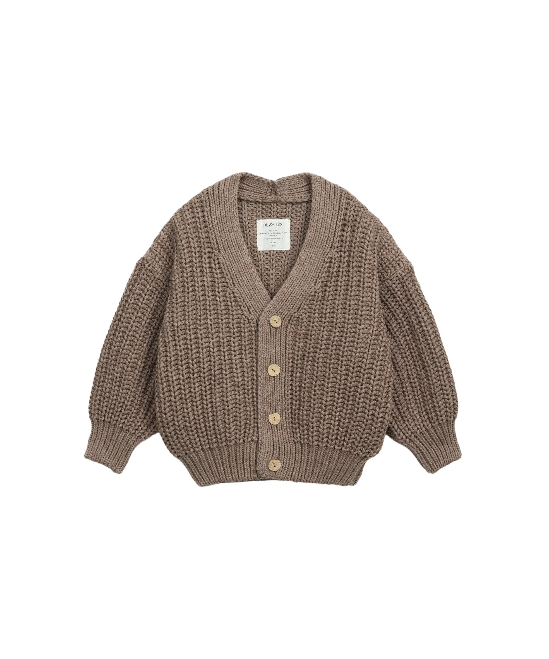Cardigan nocciola lavorato a maglia per bambini