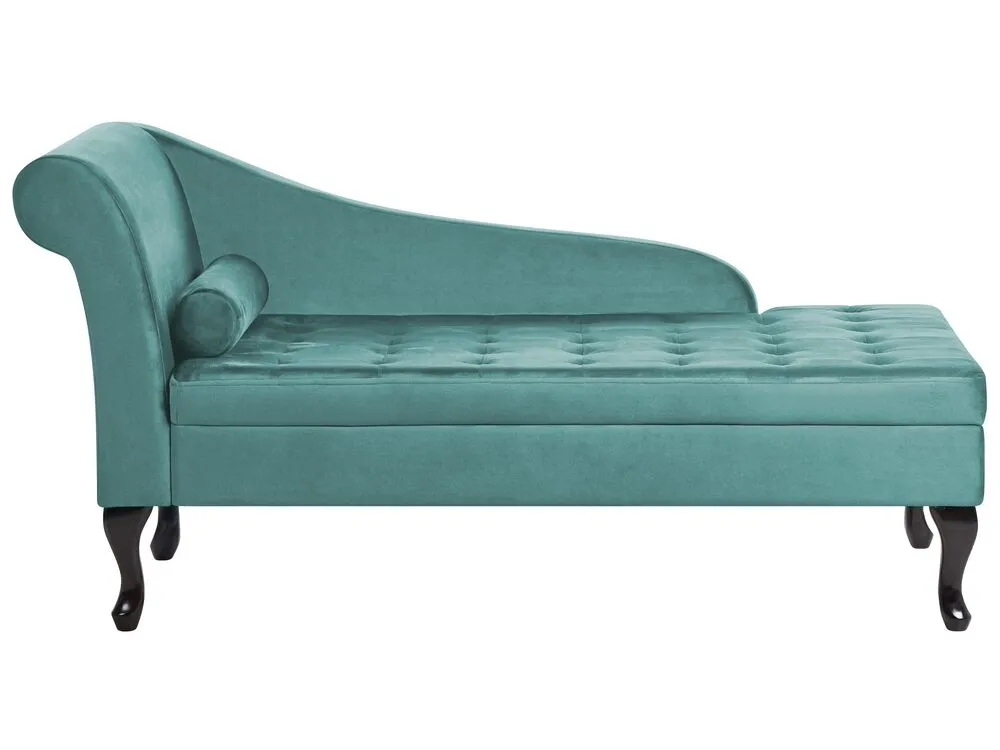 Chaise longue contenitore velluto verde acqua sinistra PESSAC