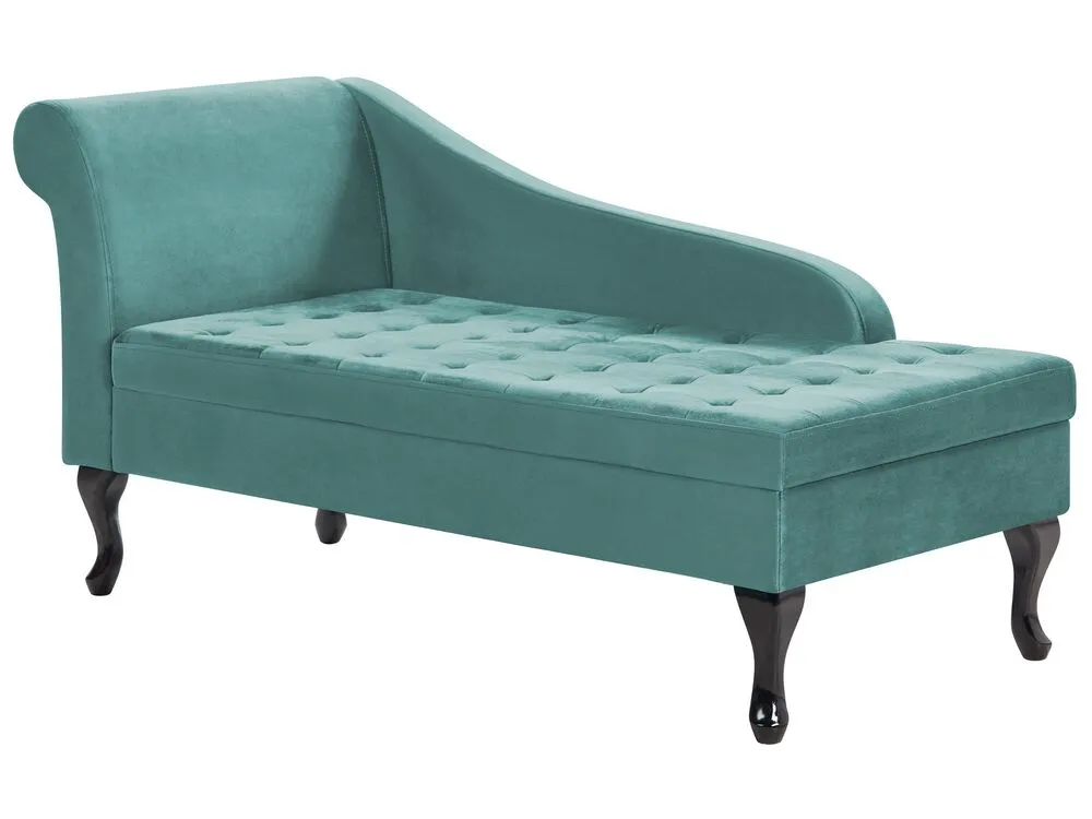 Chaise longue contenitore velluto verde acqua sinistra PESSAC