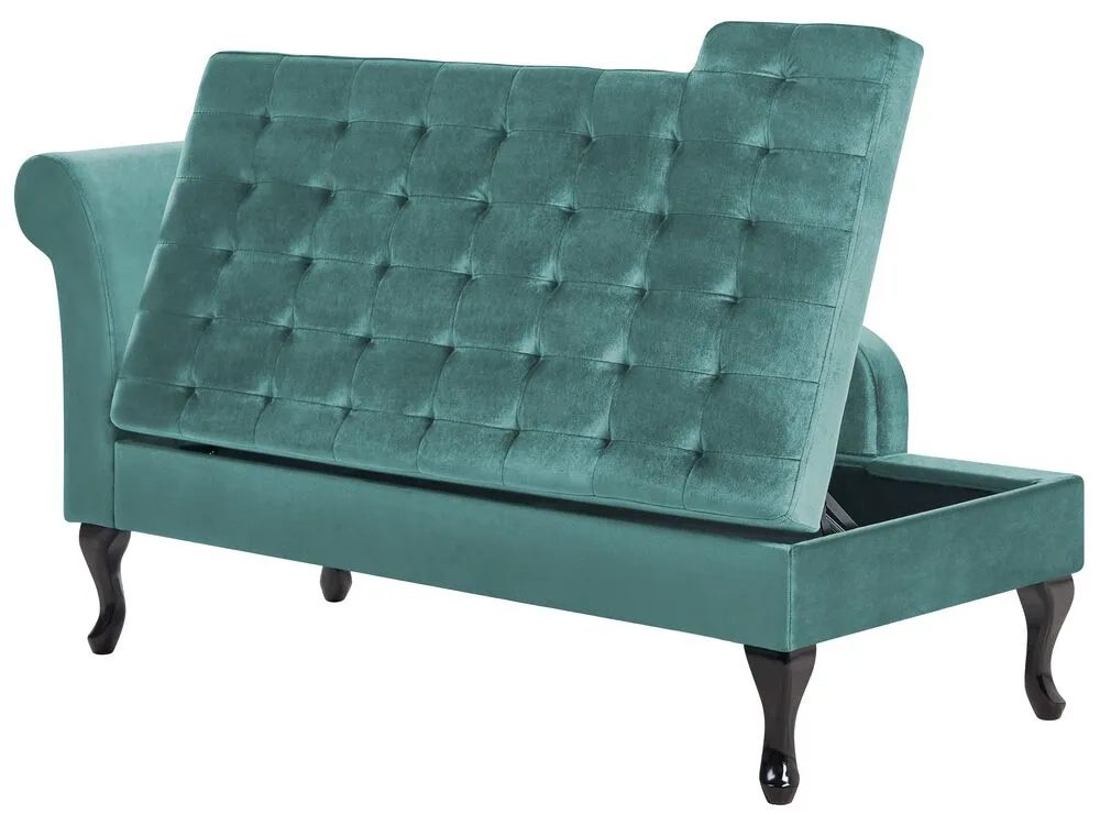 Chaise longue contenitore velluto verde acqua sinistra PESSAC