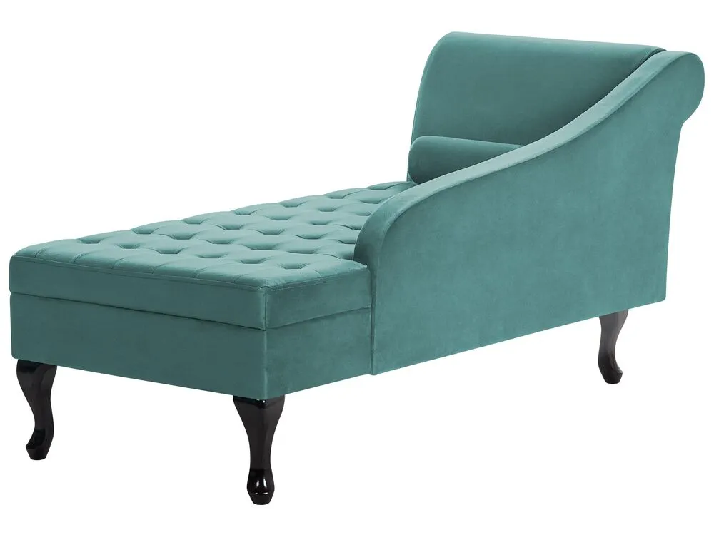 Chaise longue contenitore velluto verde acqua sinistra PESSAC