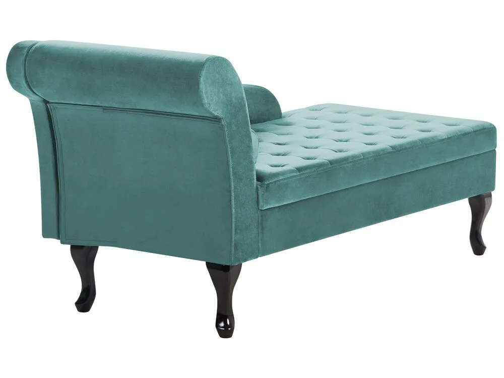 Chaise longue contenitore velluto verde acqua sinistra PESSAC