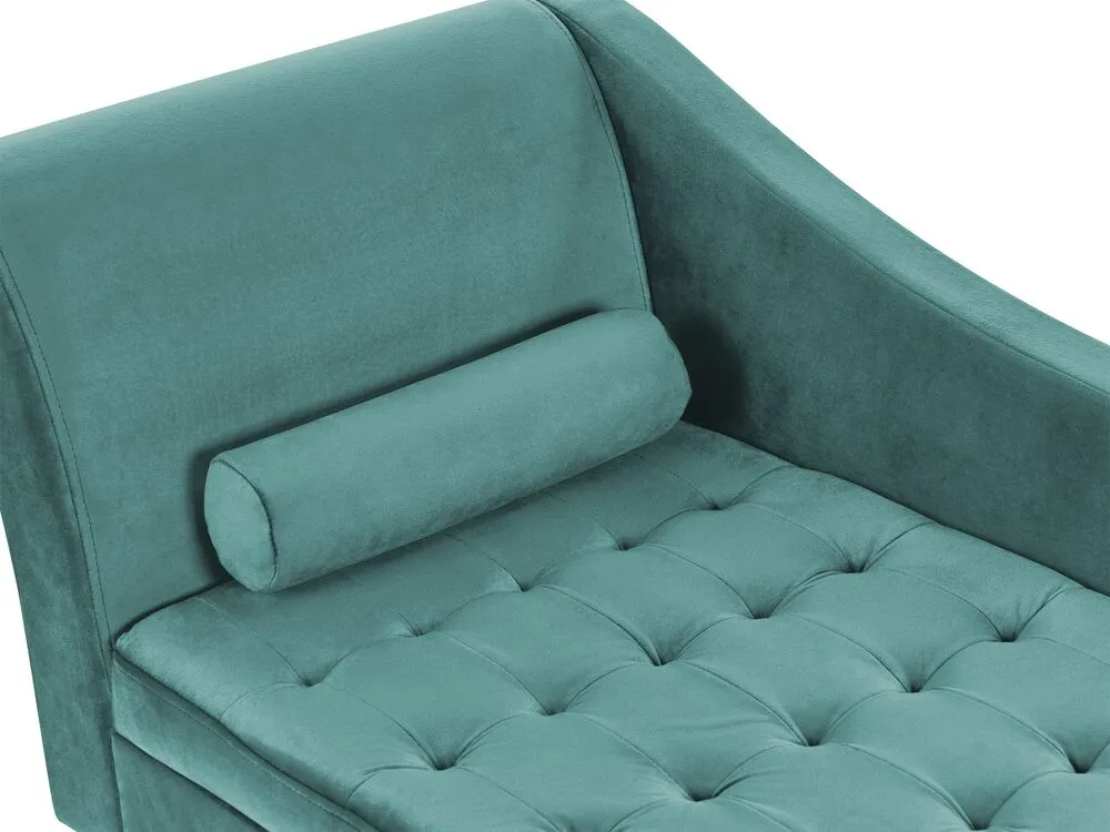 Chaise longue contenitore velluto verde acqua sinistra PESSAC
