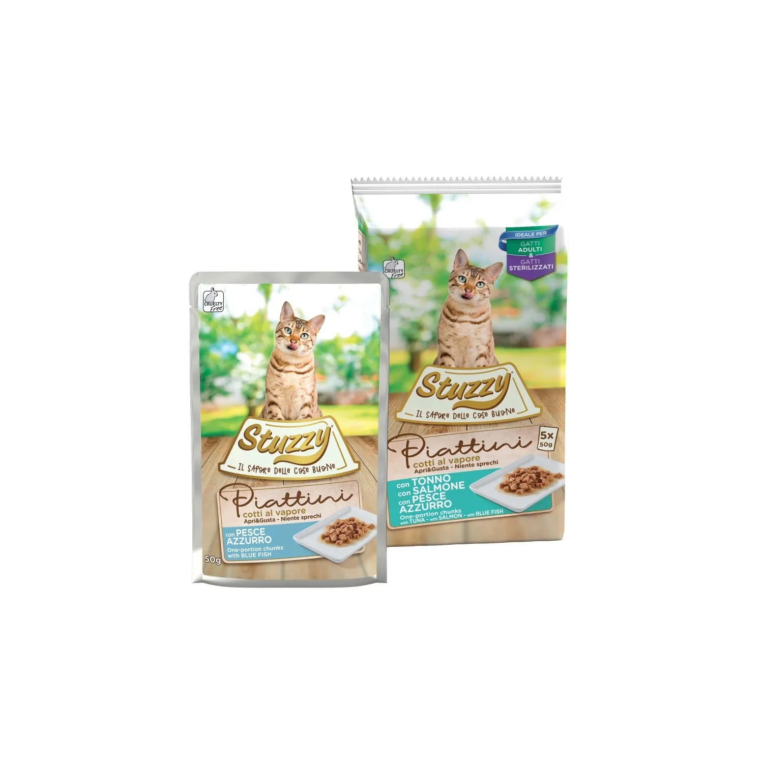 Cibo umido per gatto Stuzzy Piattini Misto Pesce busta 5x50 g