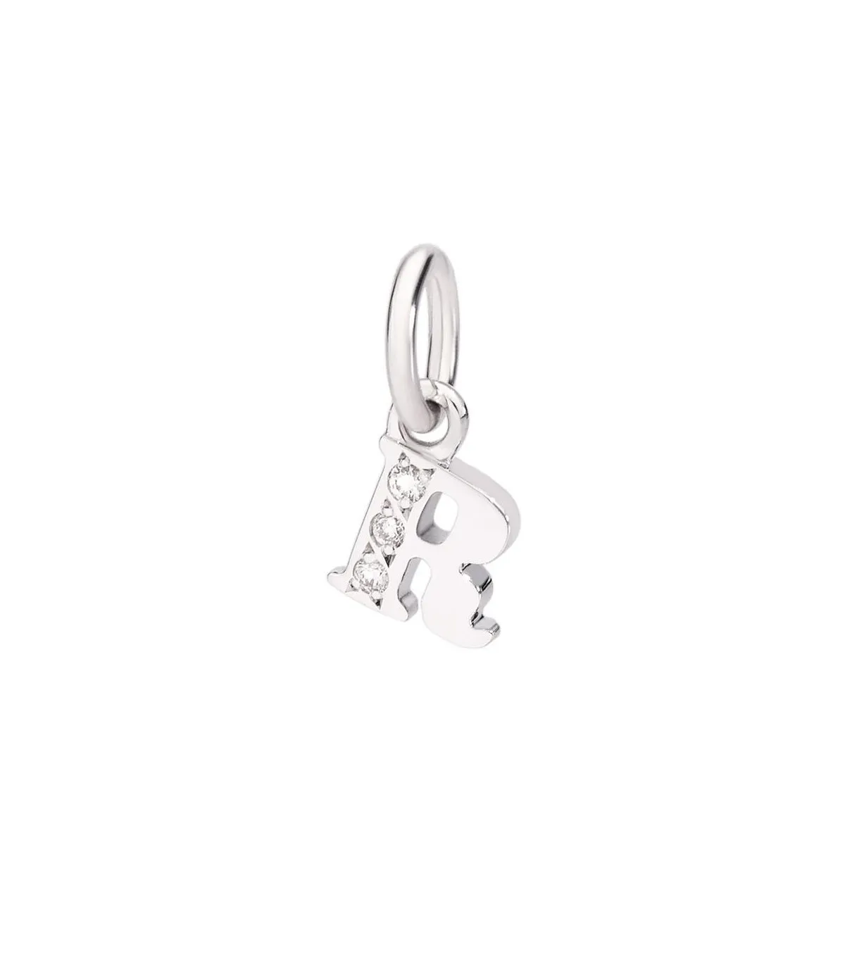 Ciondolo Dodo Lettera R Oro Bianco 18Kt Diamanti DLETPOB/B/R