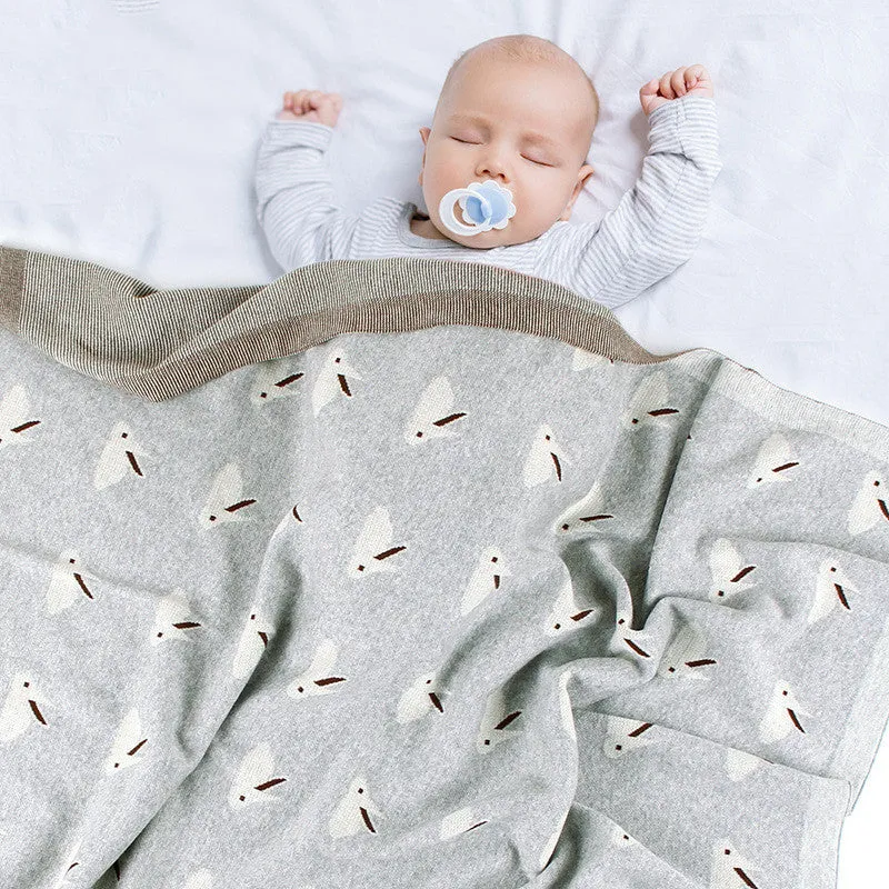 Coperta per neonati e bambini lavorata a maglia piccolo coniglio