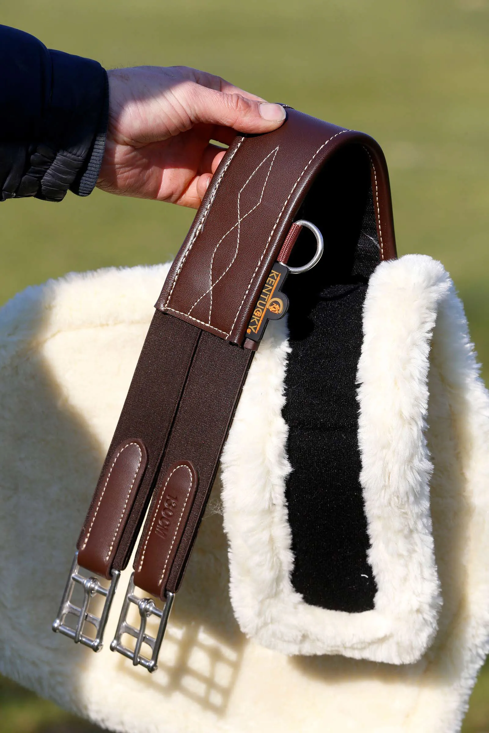 Copri sottopancia con borchie in pelle di pecora Kentucky Horsewear