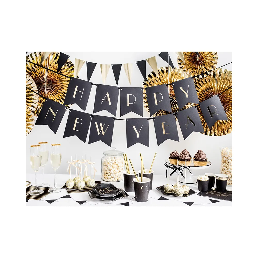 Coriandoli con scritta Happy New Year Capodanno decorazione tavola oro