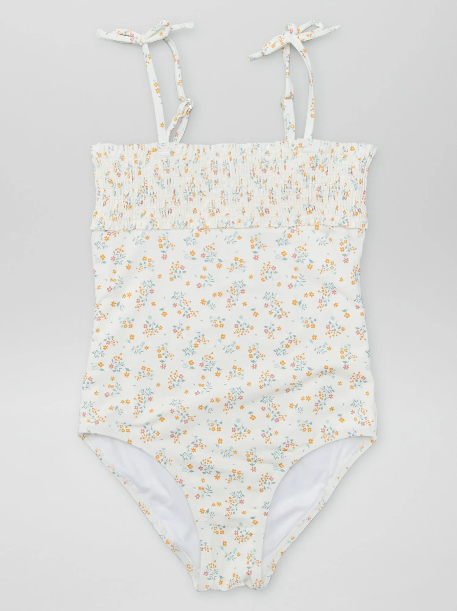 Costume da bagno punto smock + Elastico per capelli - 2 pezzi - BIANCO