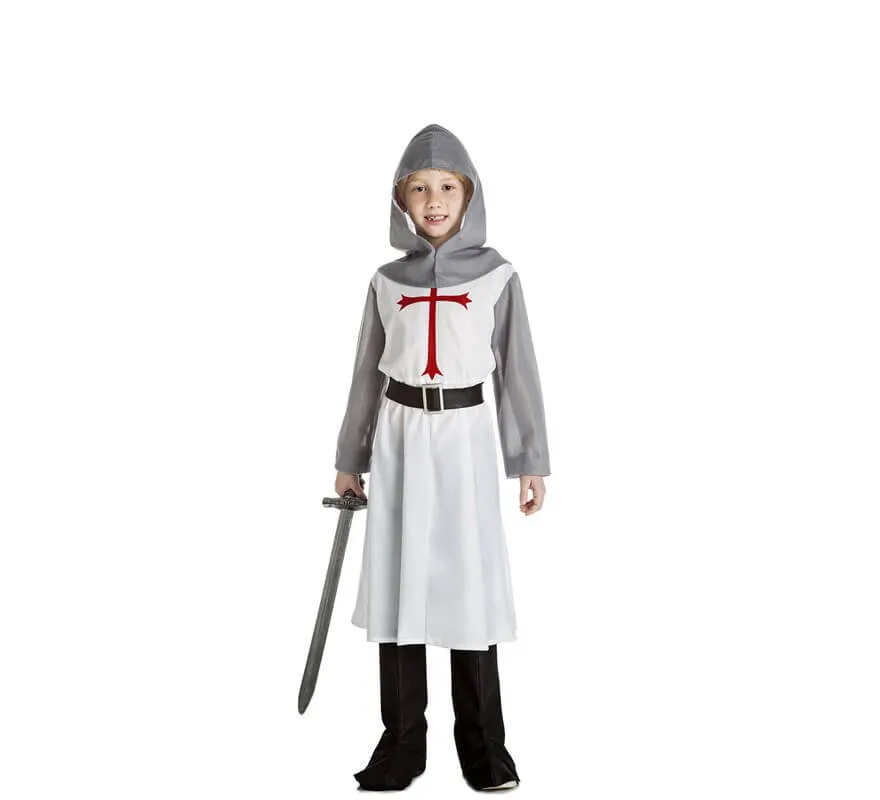 Costume da cavaliere medievale bianco per un ragazzo