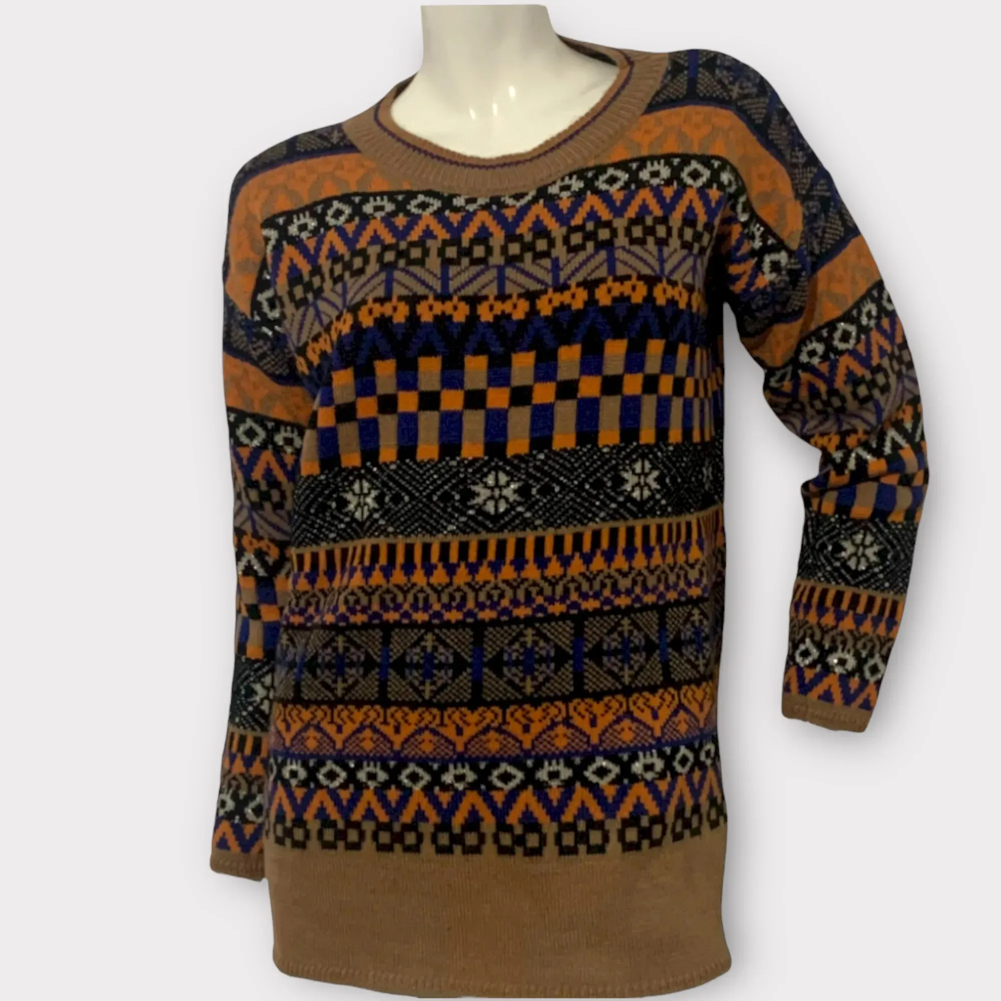 Cristina Gavioli – Maglia girocollo cammello e arancio