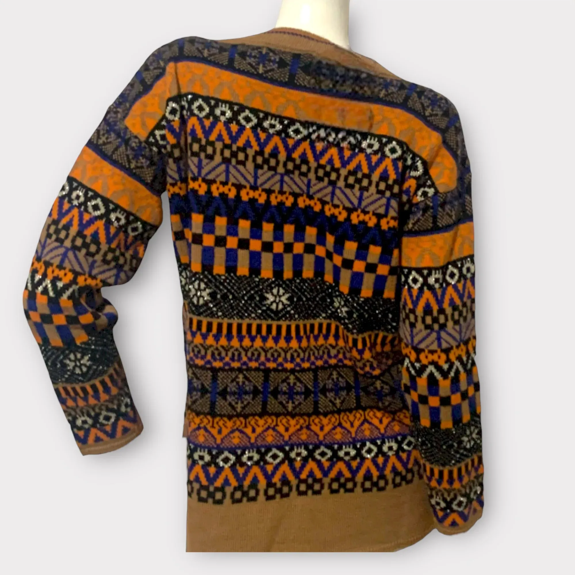 Cristina Gavioli – Maglia girocollo cammello e arancio