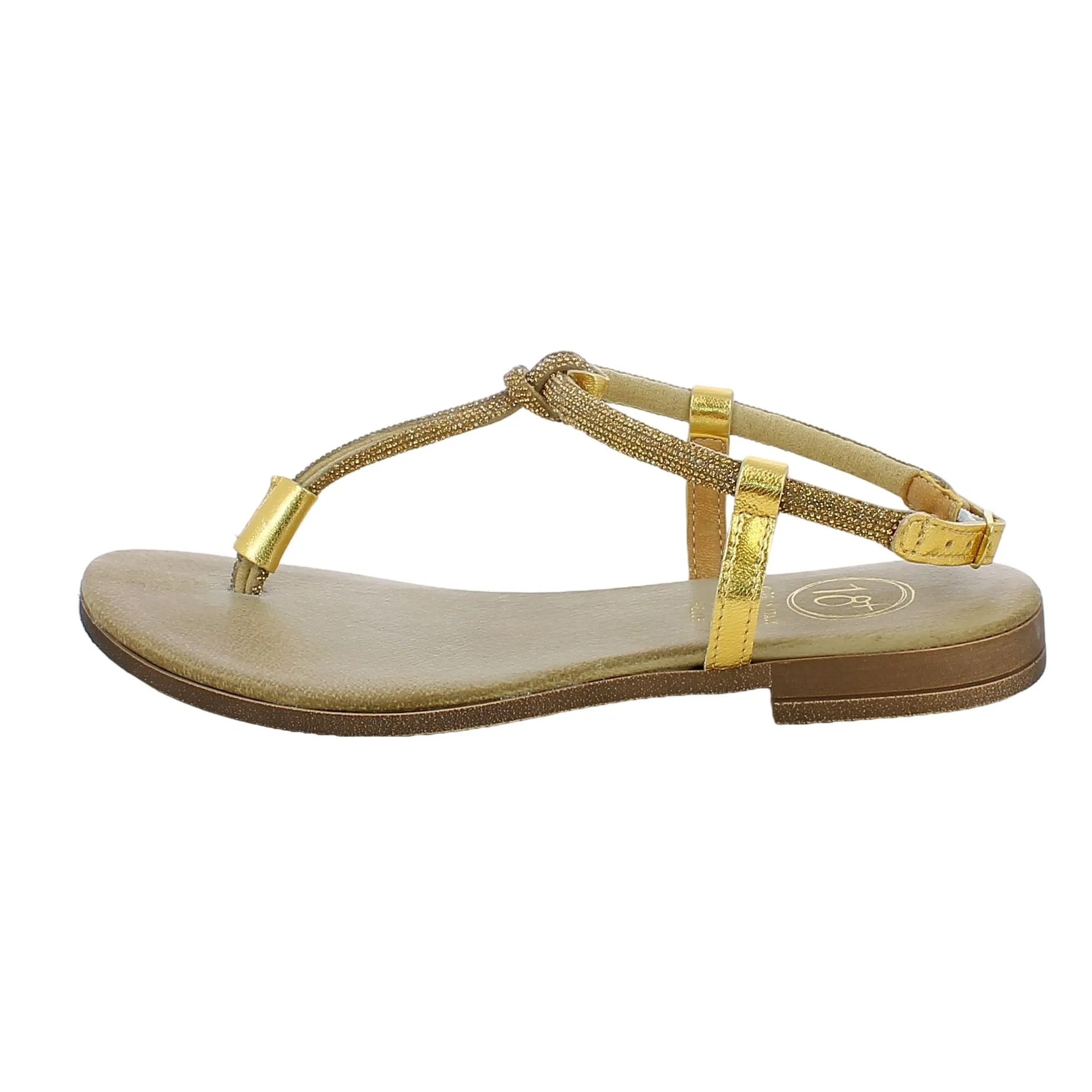 Diciottopiù  Sandalo infradito strass oro 