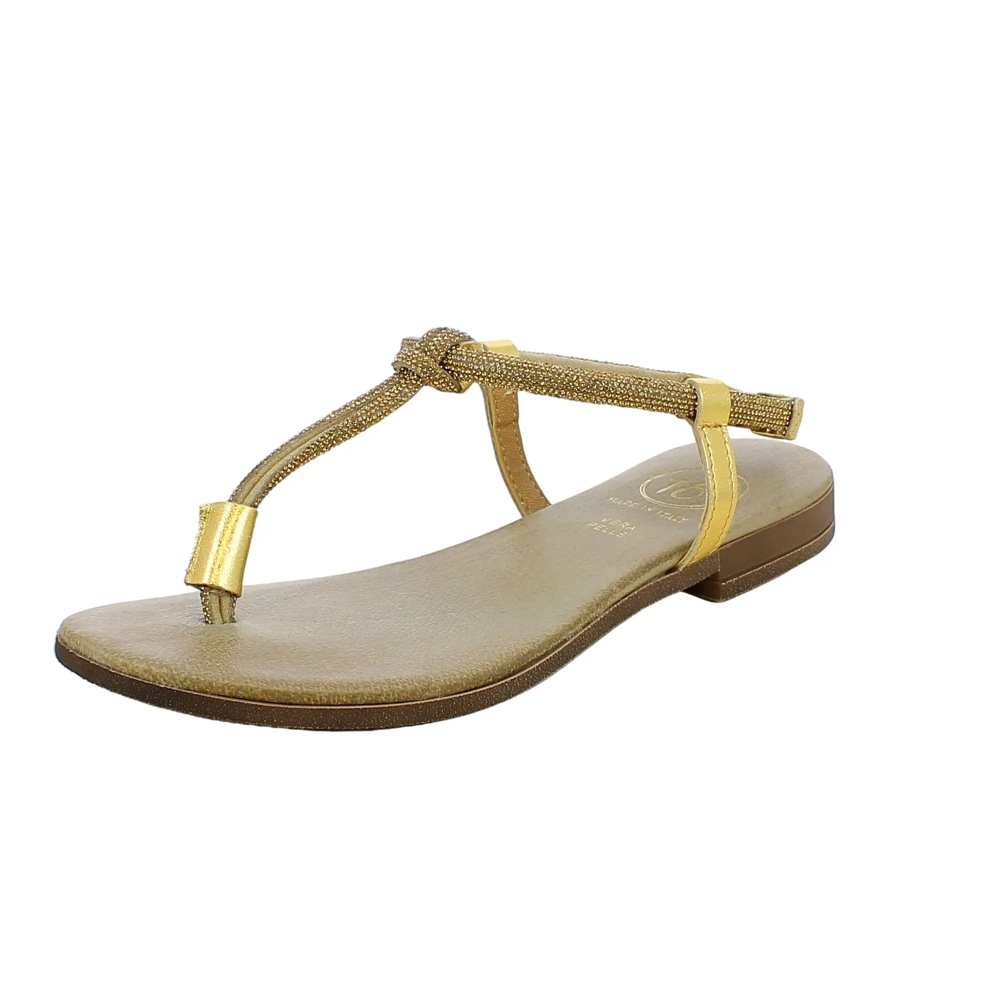 Diciottopiù  Sandalo infradito strass oro 