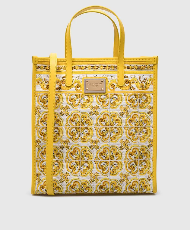 Dolce&Gabbana Borsa tote bianca con logo maiolica BB2259AP026