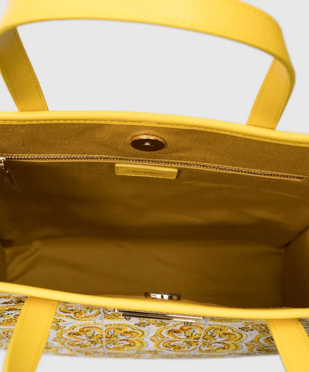 Dolce&Gabbana Borsa tote bianca con logo maiolica BB2259AP026