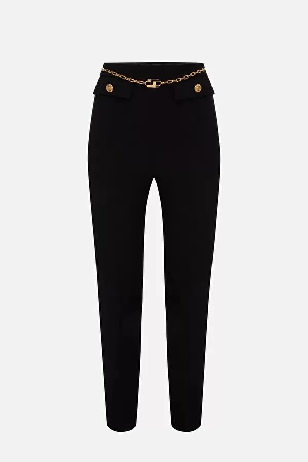 ELISABETTA FRANCHI Pantalone affusolato con catena