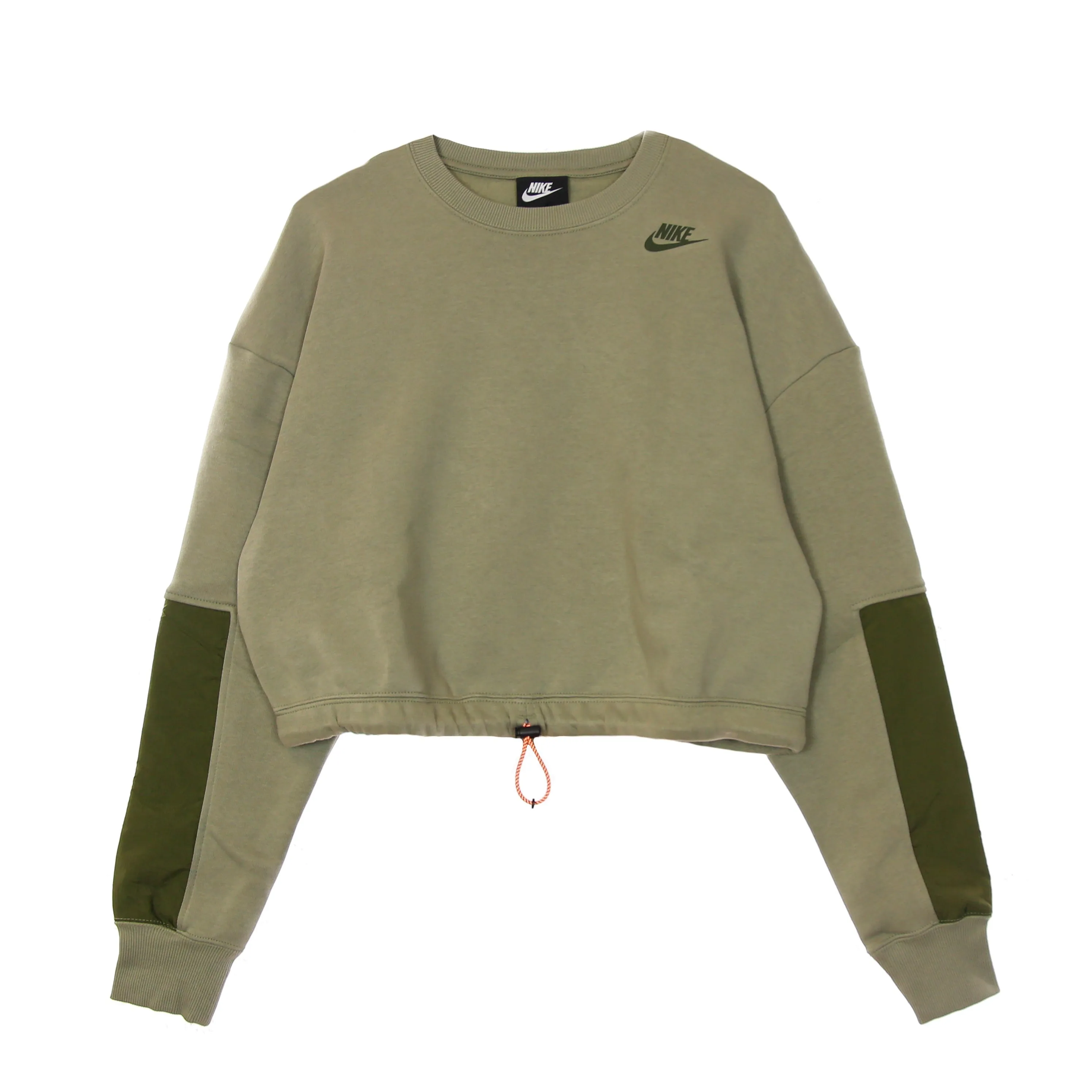 Felpa Girocollo Corta Donna W Sportswear Crew Fleece Uu Light Army/cargo Khaki/cargo Khaki
