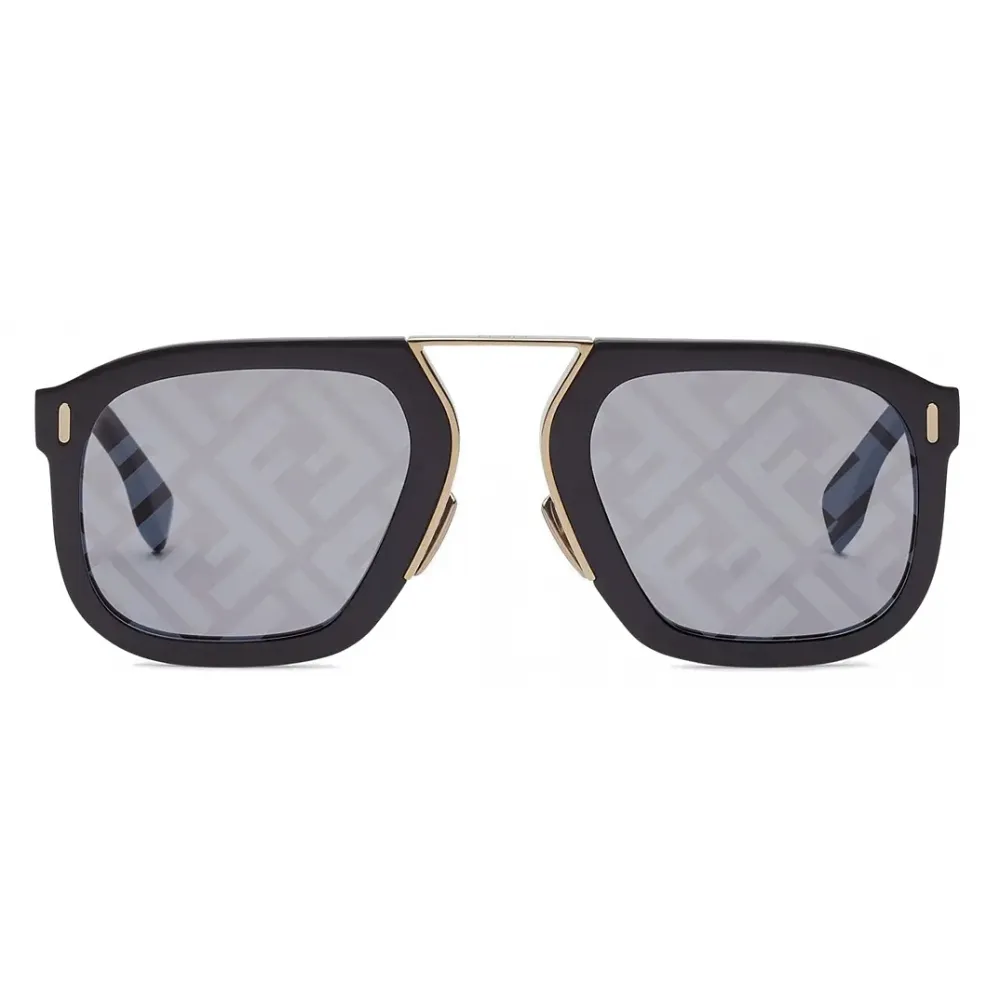 Fendi - Fendi Force - Occhiali da Sole Rettangolare - Oro Nero - Occhiali da Sole - Fendi Eyewear