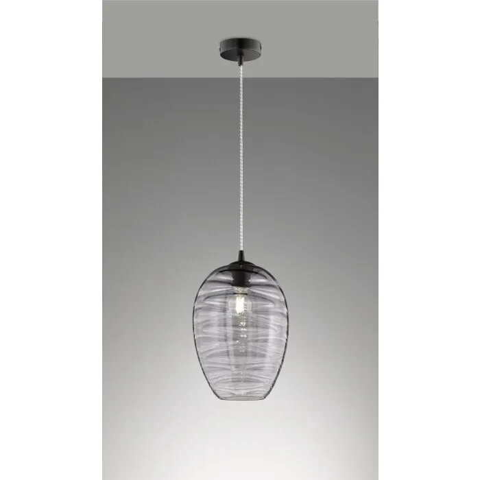 Fischer-Honsel Gordes Lampada a Sospensione Nero, 1-Luce