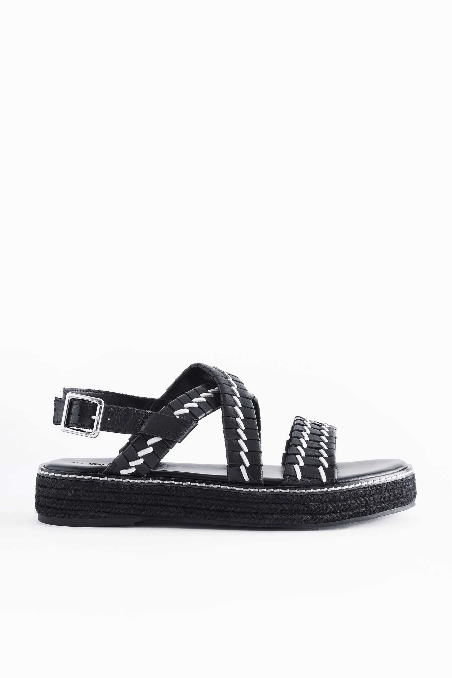 Forever Comfort® - Sandali flatform in pelle espadrillas intrecciate