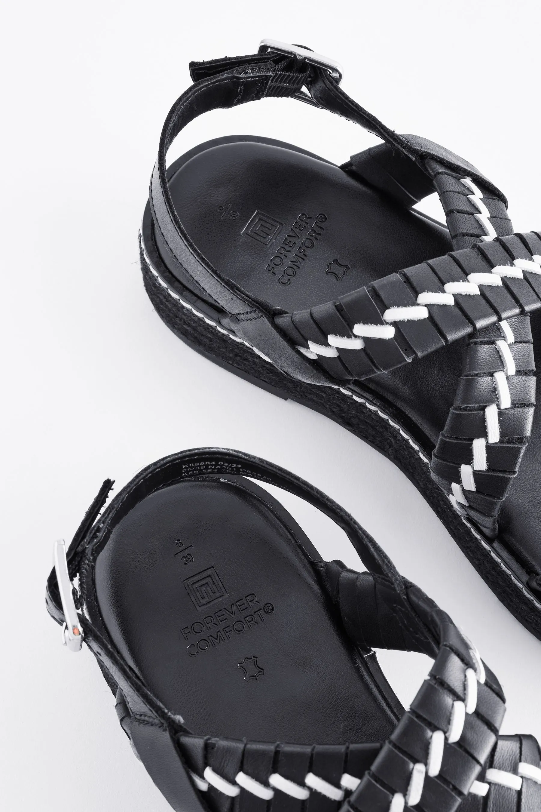 Forever Comfort® - Sandali flatform in pelle espadrillas intrecciate