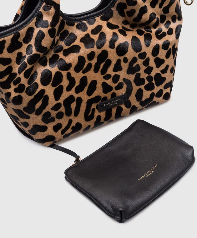 Gianni Chiarini Borsa tote Dua in pelle stampa animalier con logo BS11109HORSY