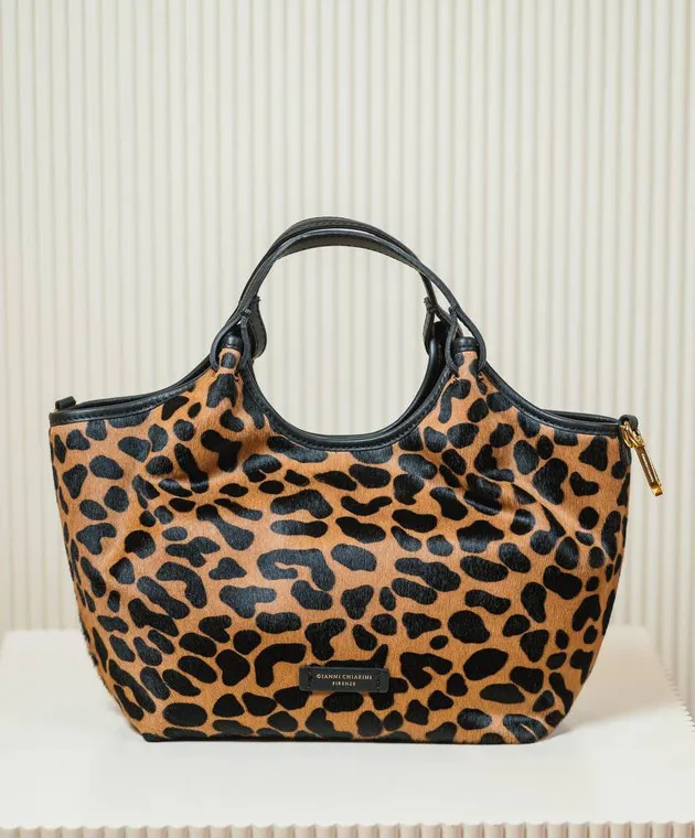 Gianni Chiarini Borsa tote Dua in pelle stampa animalier con logo BS11109HORSY